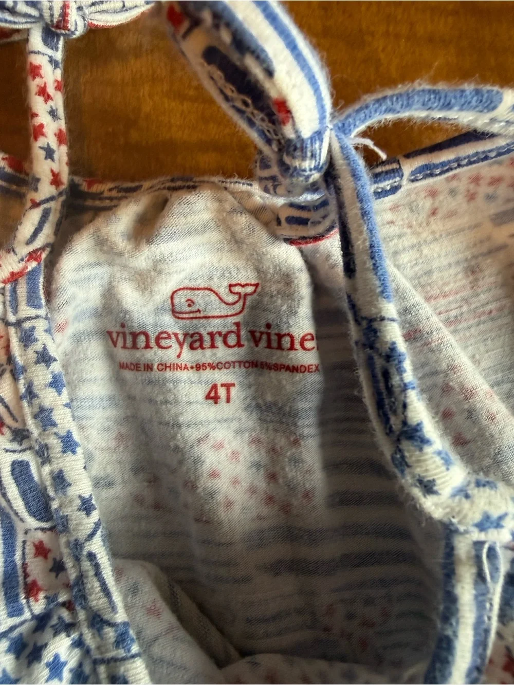 Vineyard Vines Cotton romper red/white/blue Stars and Stripes 4th of July 4T